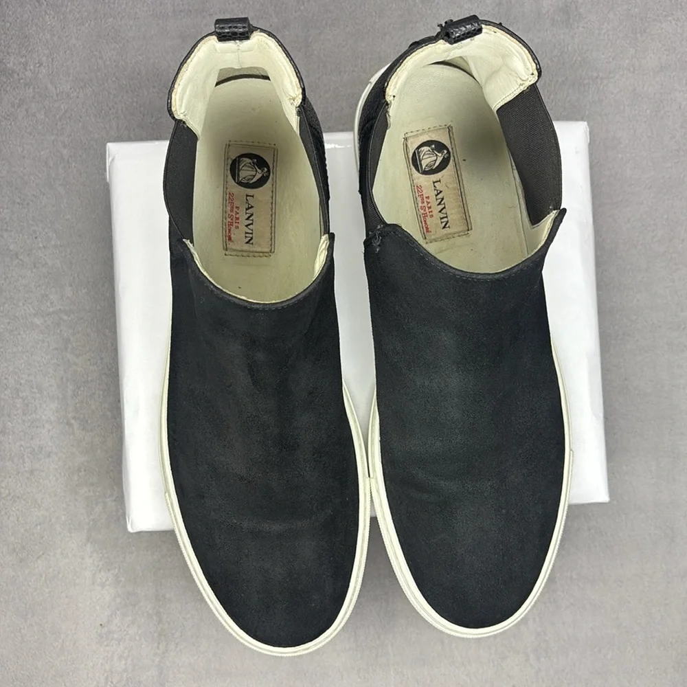 Lanvin Black Suede Chelsea Sneaker Boots 41 EU 8 US Made in Italy